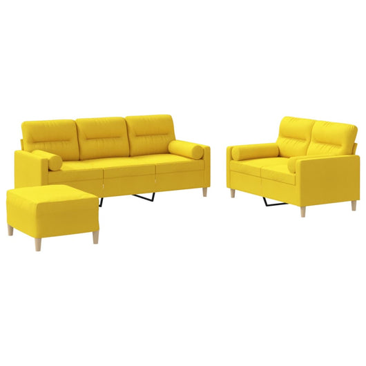 Set di Divani 3 pz con Cuscini Giallo Chiaro in Tessutocod mxl 107197