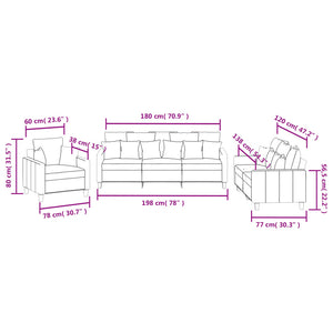 Set Divani 3 pz con Cuscini Nero in Tessuto 3201636