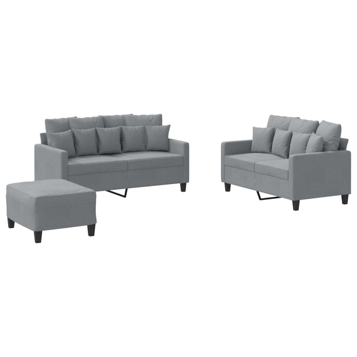 Set di Divani 3 pz con Cuscini Grigio Chiaro in Tessutocod mxl 80330