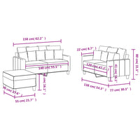 Set di Divani 3 pz con Cuscini Grigio Chiaro in Tessuto 3201656