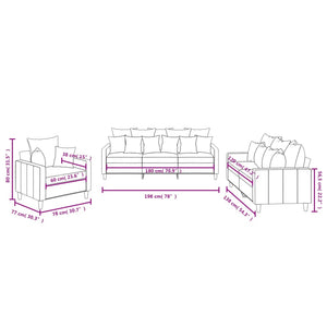 Set di Divani 3 pz con Cuscini Grigio Scuro in Velluto 3201681