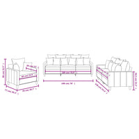 Set di Divani 3 pz con Cuscini Crema in Velluto 3201688