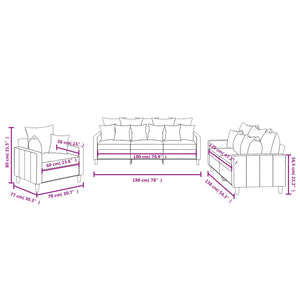 Set di Divani 3 pz con Cuscini Crema in Velluto 3201688