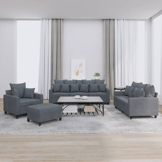 Set di Divani 4 pz con Cuscini Grigio Scuro in Velluto 3201691