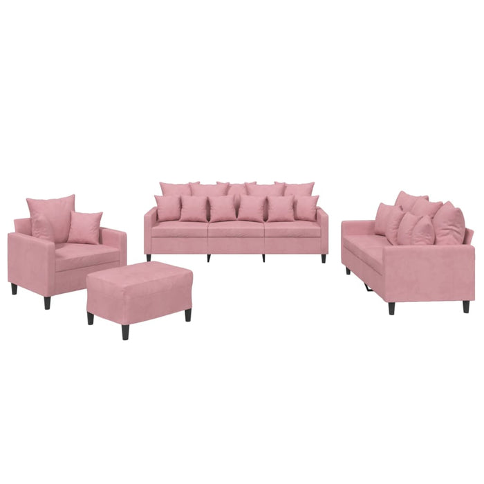 Set di Divani 4 pz con Cuscini rosa in Velluto 3201693