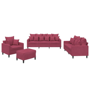 Set di Divani 4 pz con Cuscini Rosso Vino in Vellutocod mxl 82545