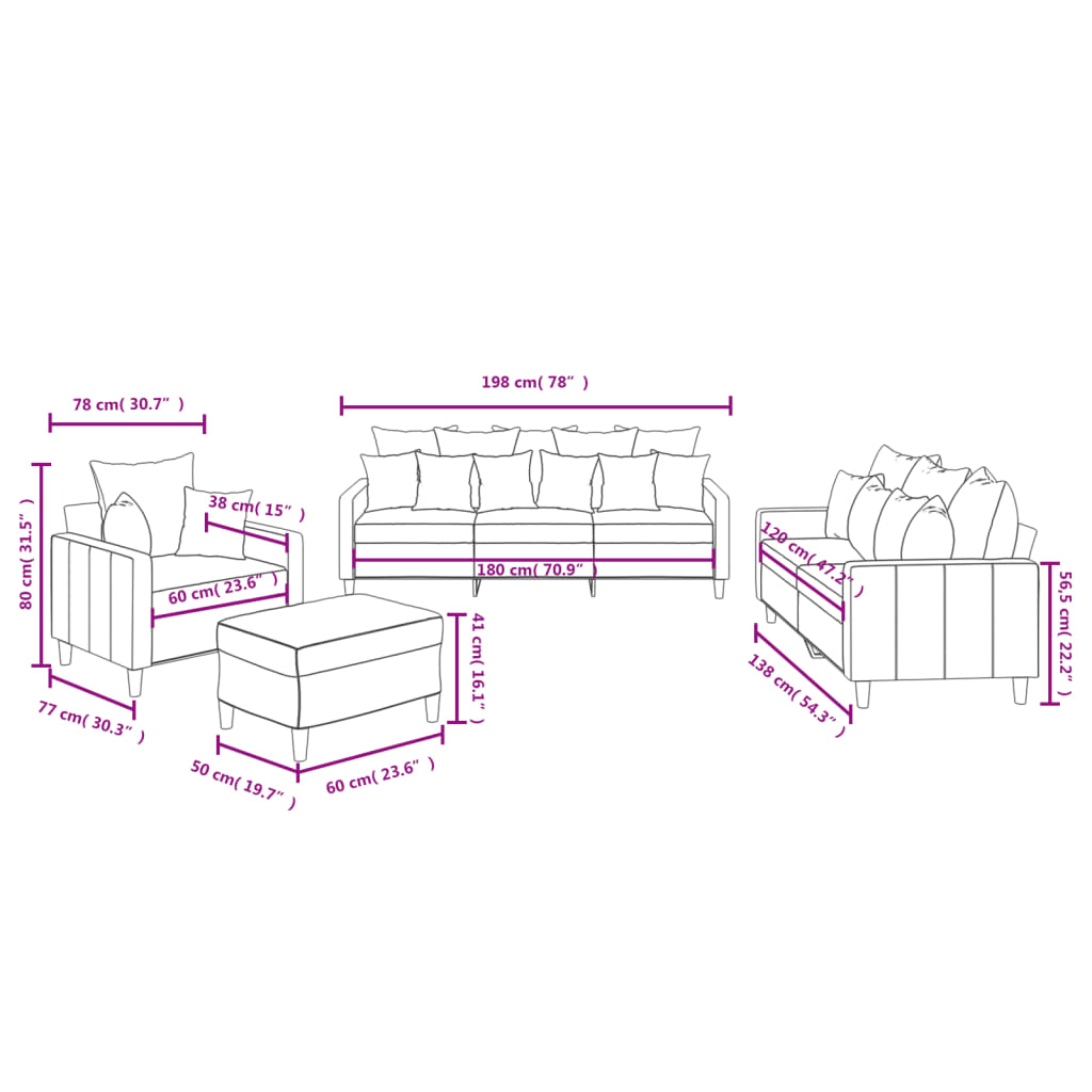 Set di Divani 4 pz con Cuscini Blu in Velluto 3201699