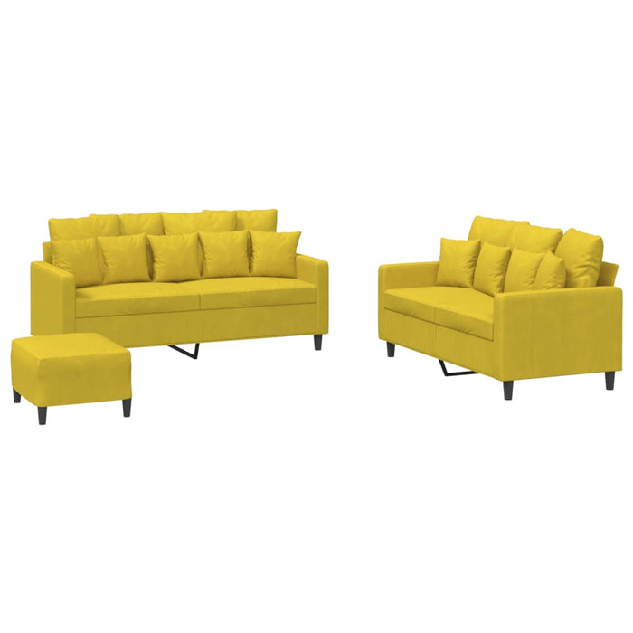 Set di Divani 3 pz con Cuscini giallo in Velluto 3201716