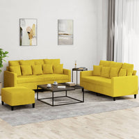 Set di Divani 3 pz con Cuscini giallo in Velluto 3201716