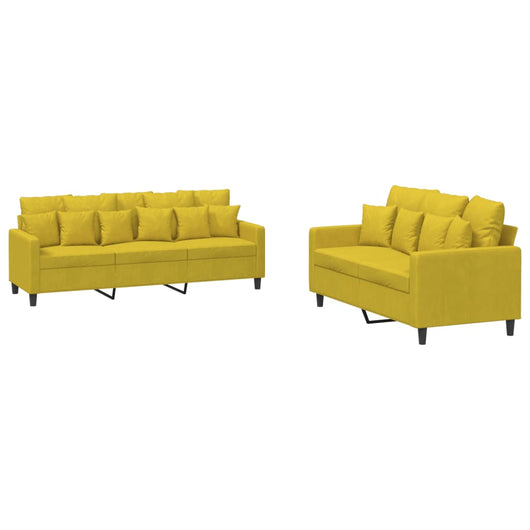 Set di Divani 2 pz con Cuscini giallo in Vellutocod mxl 80175