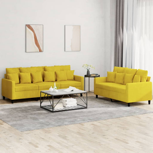 Set di Divani 2 pz con Cuscini giallo in Velluto 3201726