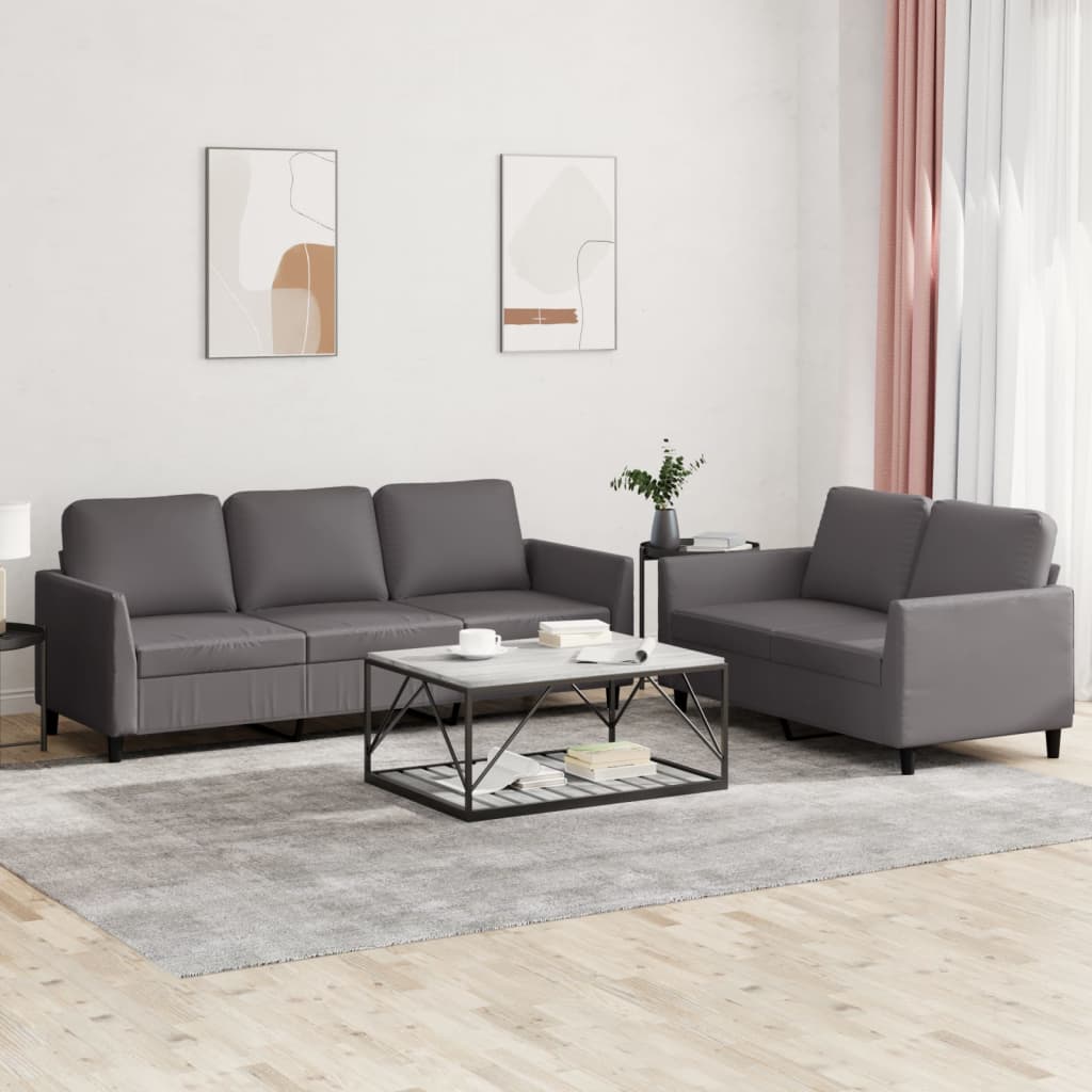 Set di Divani 2 pz con Cuscini Grigio in Similpellecod mxl 128102