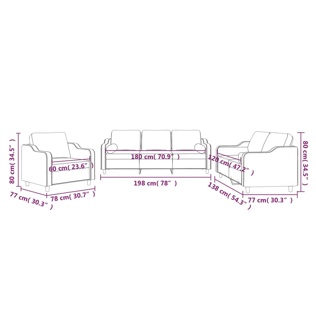 Set di Divani 3 pz con Cuscini Grigio Scuro in Tessuto 3201787