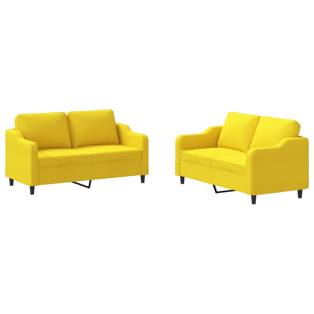 Set di Divani 2 pz con Cuscini Giallo Chiaro in Tessutocod mxl 130184