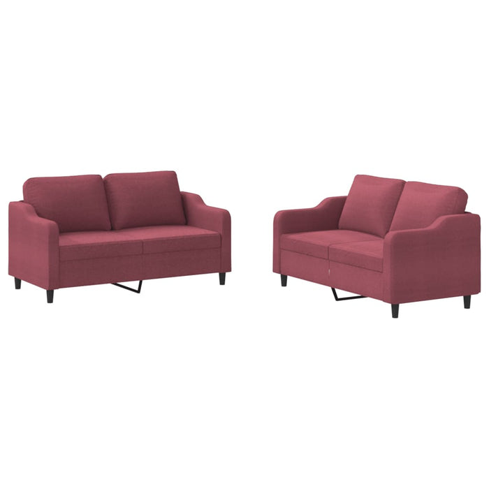 Set di Divani 2 pz con Cuscini Rosso Vino in Tessutocod mxl 82309