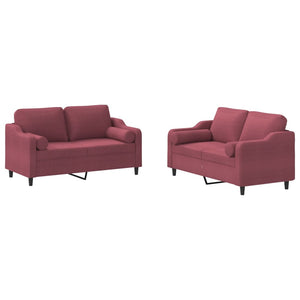 Set di Divani 2 pz con Cuscini Rosso Vino in Tessutocod mxl 130186