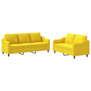 Set di Divani 2 pz con Cuscini Giallo Chiaro in Tessutocod mxl 130187