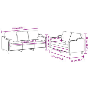 Set Divani 2 pz con Cuscini Tortora in Tessuto 3201857