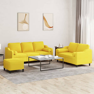 Set di Divani 3 pz con Cuscini Giallo Chiaro in Tessuto 3201863