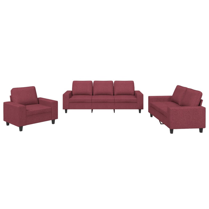 Set di Divani 3 pz Rosso Vino in Tessutocod mxl 131081