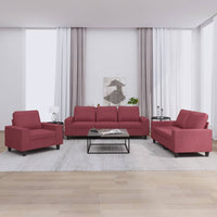 Set di Divani 3 pz Rosso Vino in Tessutocod mxl 131081