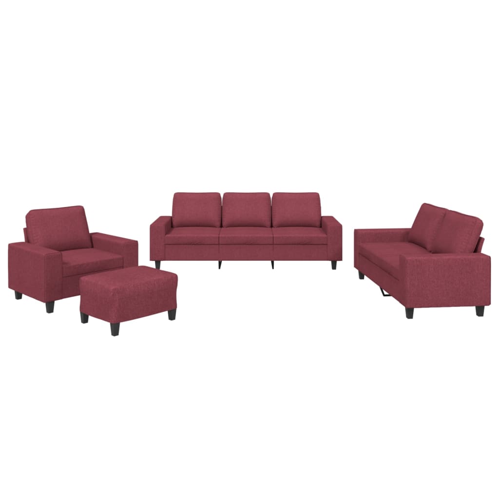 Set di Divani 4 pz Rosso Vino in Tessuto 3201880