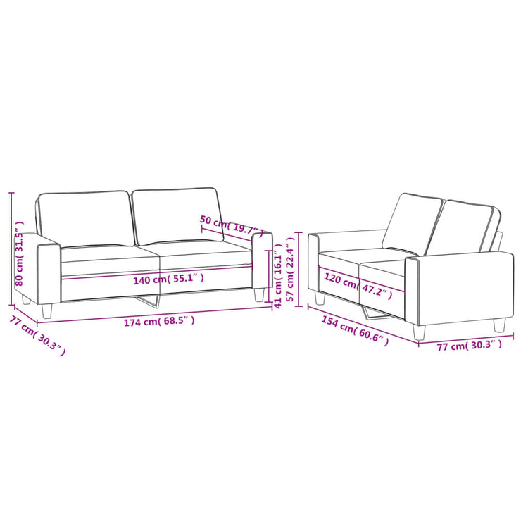 Set di Divani 2 pz Grigio Scuro in Tessuto 3201883