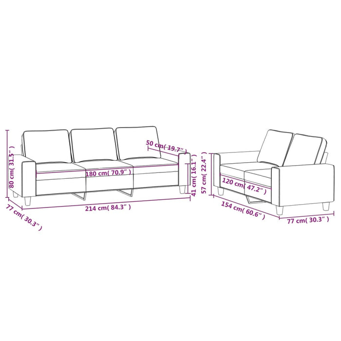 Set di Divani 2 pz Grigio Scuro in Tessuto 3201899