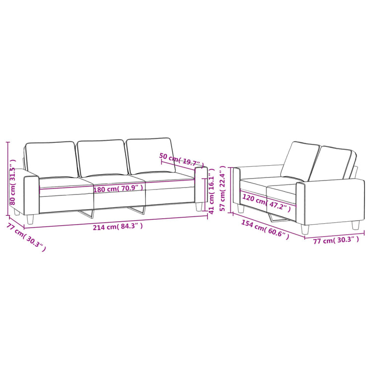 Set di Divani 2 pz Crema in Tessuto 3201900