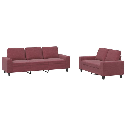 Set di Divani 2 pz Rosso Vino in Tessuto 3201904