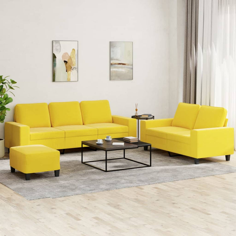 Set di Divani 3 pz Giallo Chiaro in Tessutocod mxl 107080