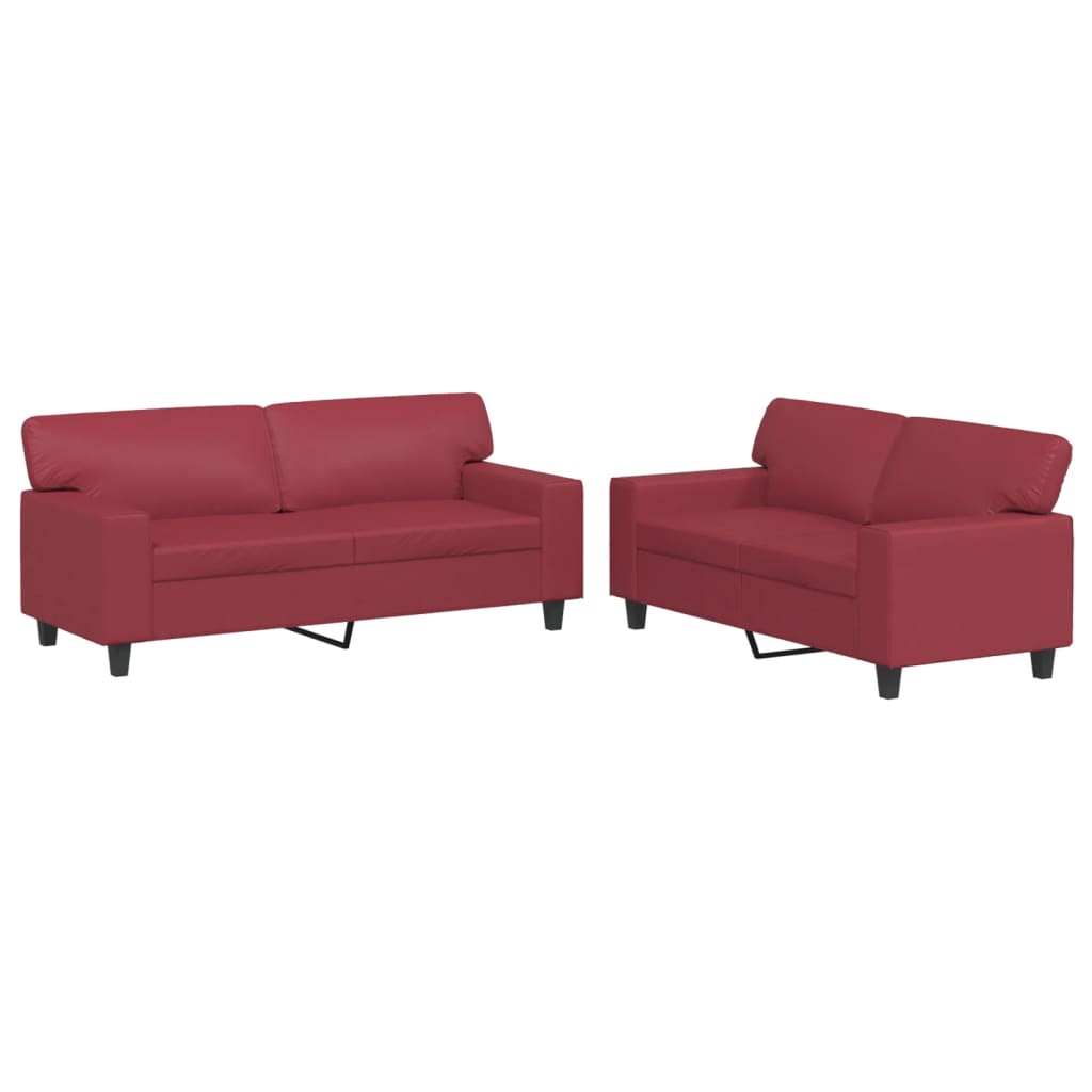 Set di Divani 2 pz Rosso Vino in Similpelle 3201917