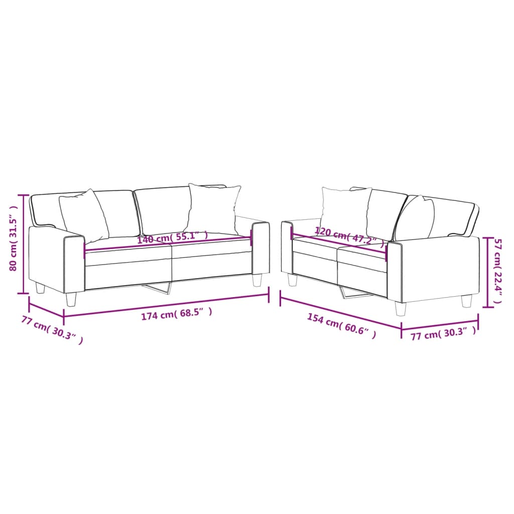 Set di Divani 2 pz con Cuscini Grigio in Similpelle 3201926