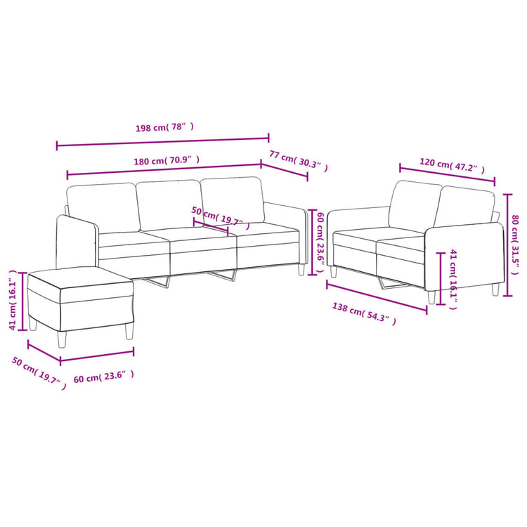 Set di Divani 3 pz Grigio Chiaro in Velluto 3202024