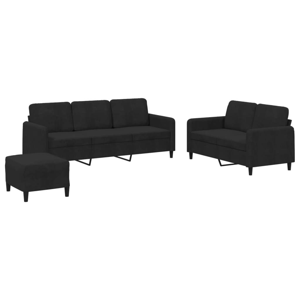 Set di Divani 3 pz Nero in Velluto 3202029