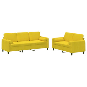 Set di Divani 2 pz con Cuscini Giallo in Velluto 3202040