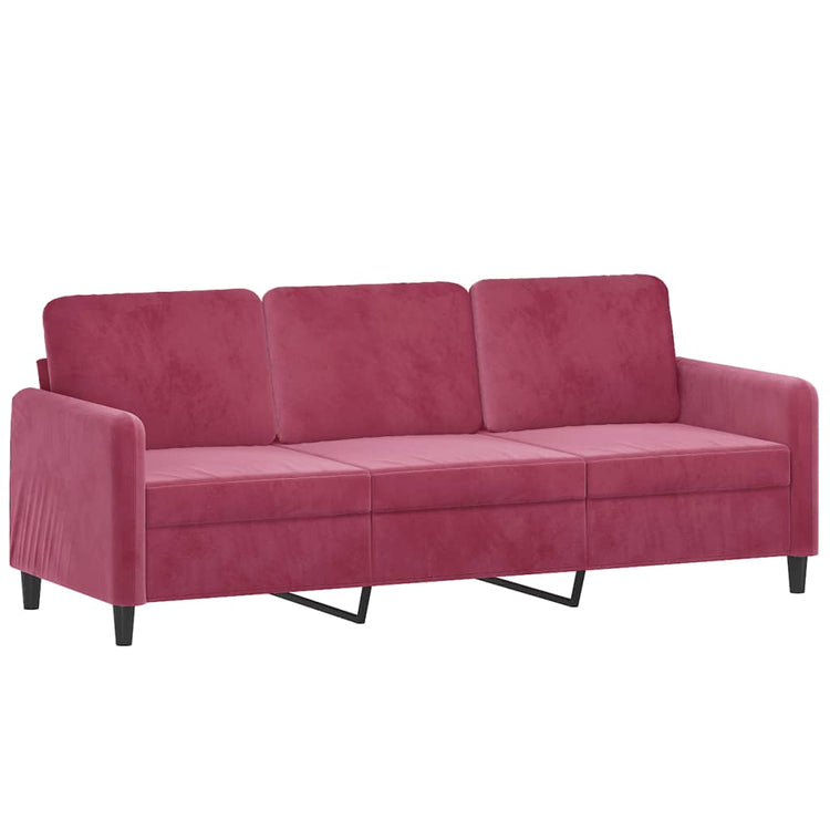 Set di Divani 3 pz con Cuscini Rosso Vino in Velluto 3202048