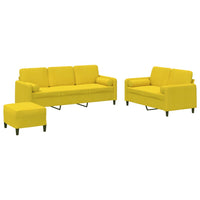 Set di Divani 3 pz con Cuscini Giallo in Velluto 3202050