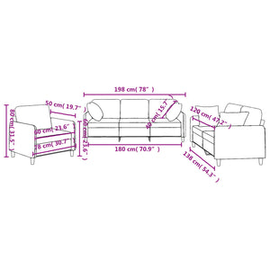 Set di Divani 3 pz con Cuscini Grigio Scuro in Tessuto 3202071