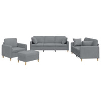 Set Divani 4 pz con Cuscini Grigio Chiaro in Tessuto 3202078