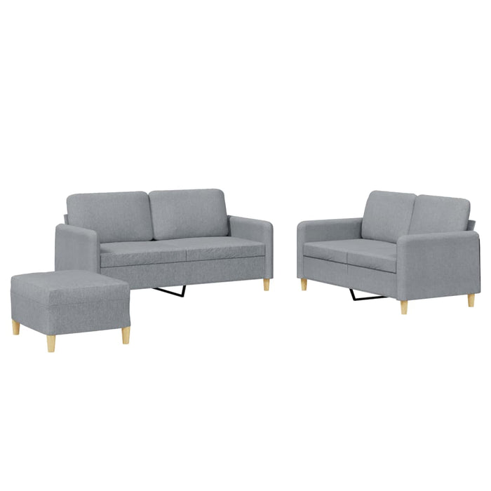 Set di Divani 3 pz con Cuscini Grigio Chiaro in Tessuto 3202094