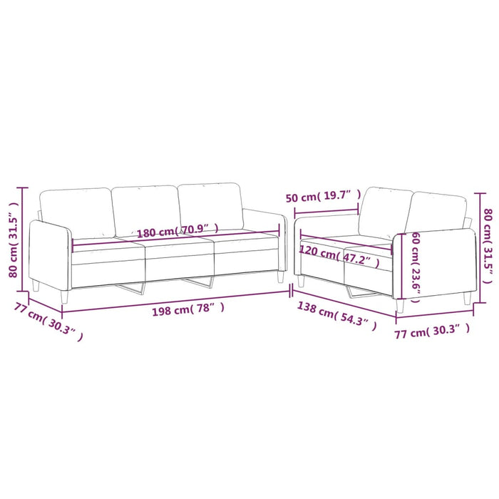 Set di Divani 2 pz con Cuscini Grigio Scuro in Tessuto 3202119