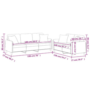 Set Divani 2 pz con Cuscini Grigio Chiaro in Tessuto 3202134