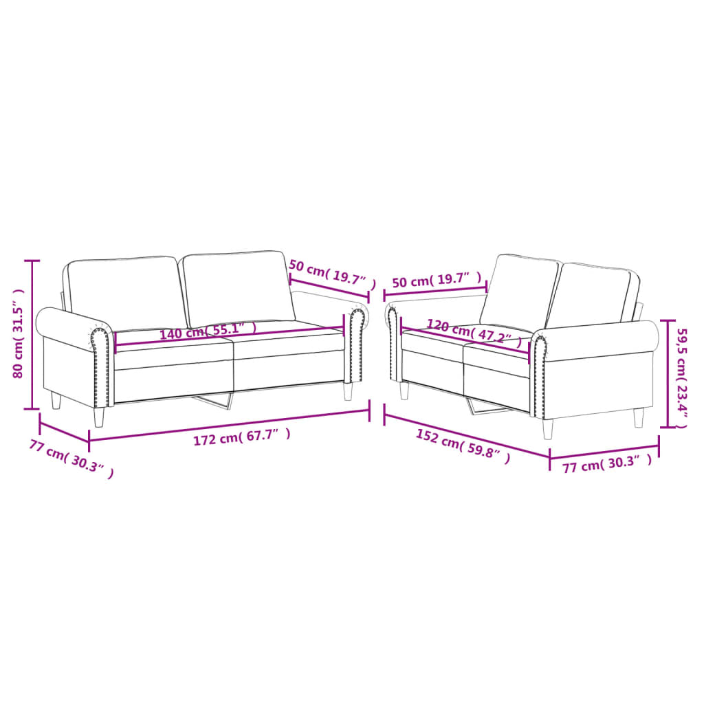 Set di Divani 2 pz con Cuscini cappuccino in Similpelle 3202154