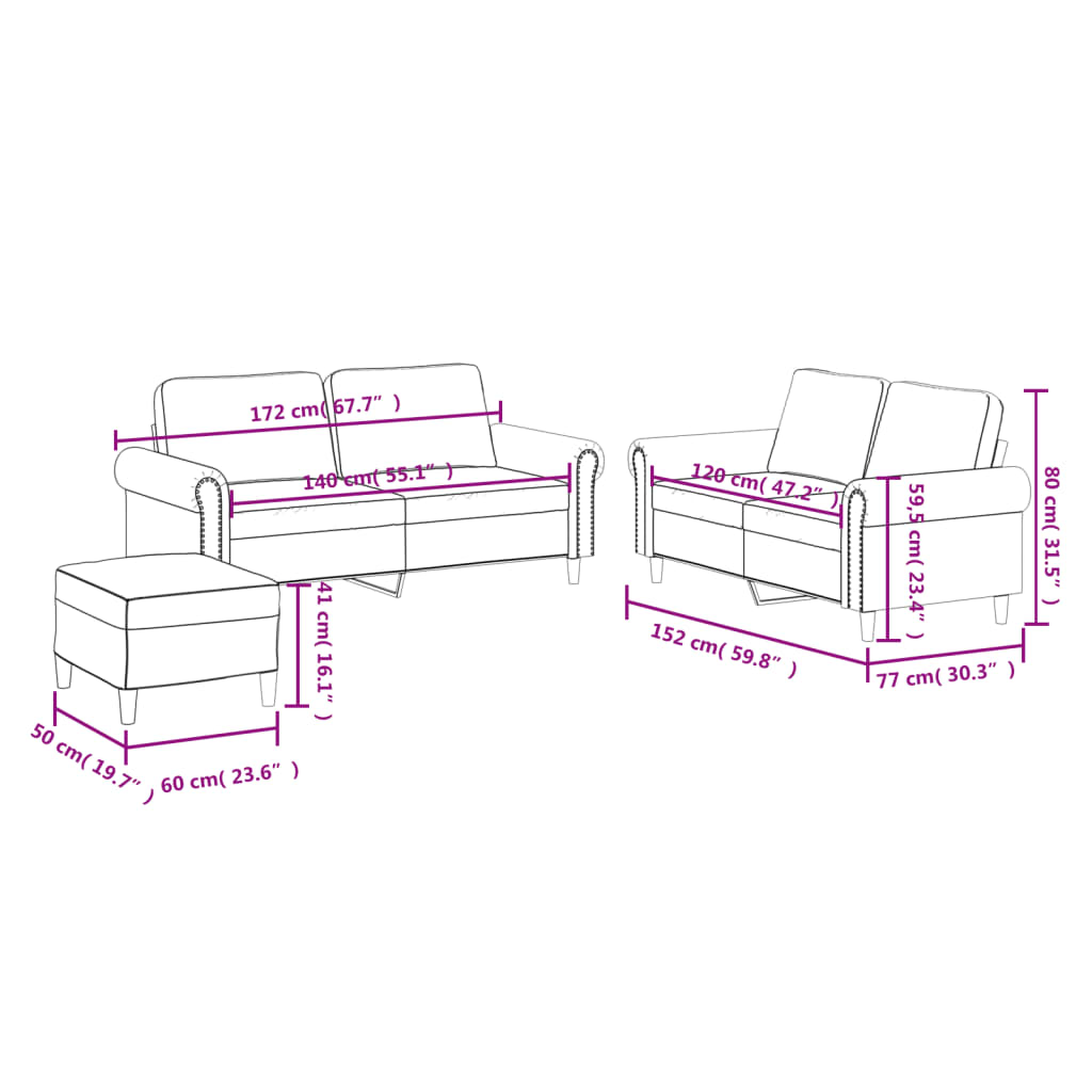 Set di Divani 3 pz con Cuscini crema in Similpelle 3202156