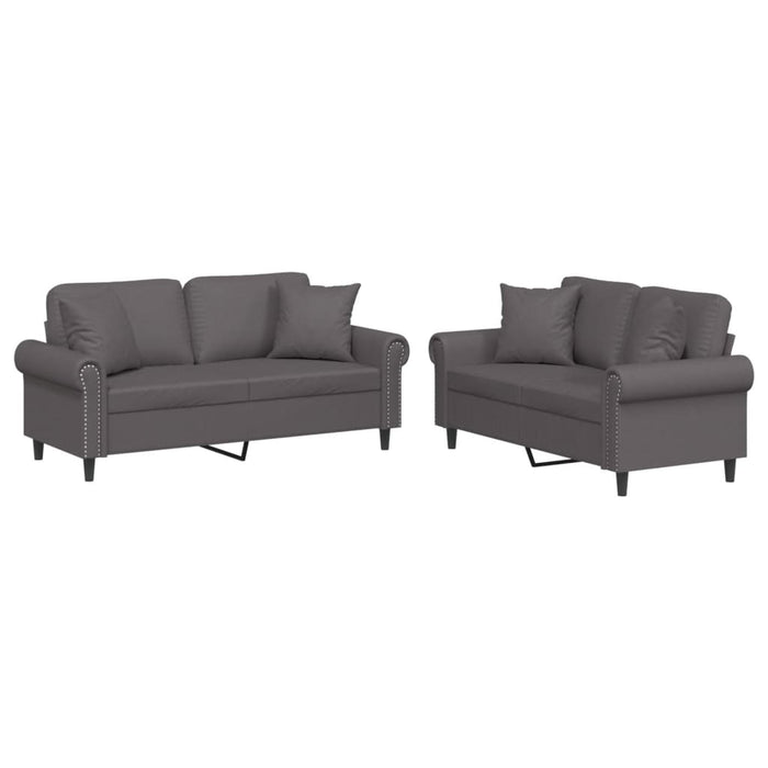 Set di Divani 2 pz con Cuscini Grigio in Similpelle 3202162