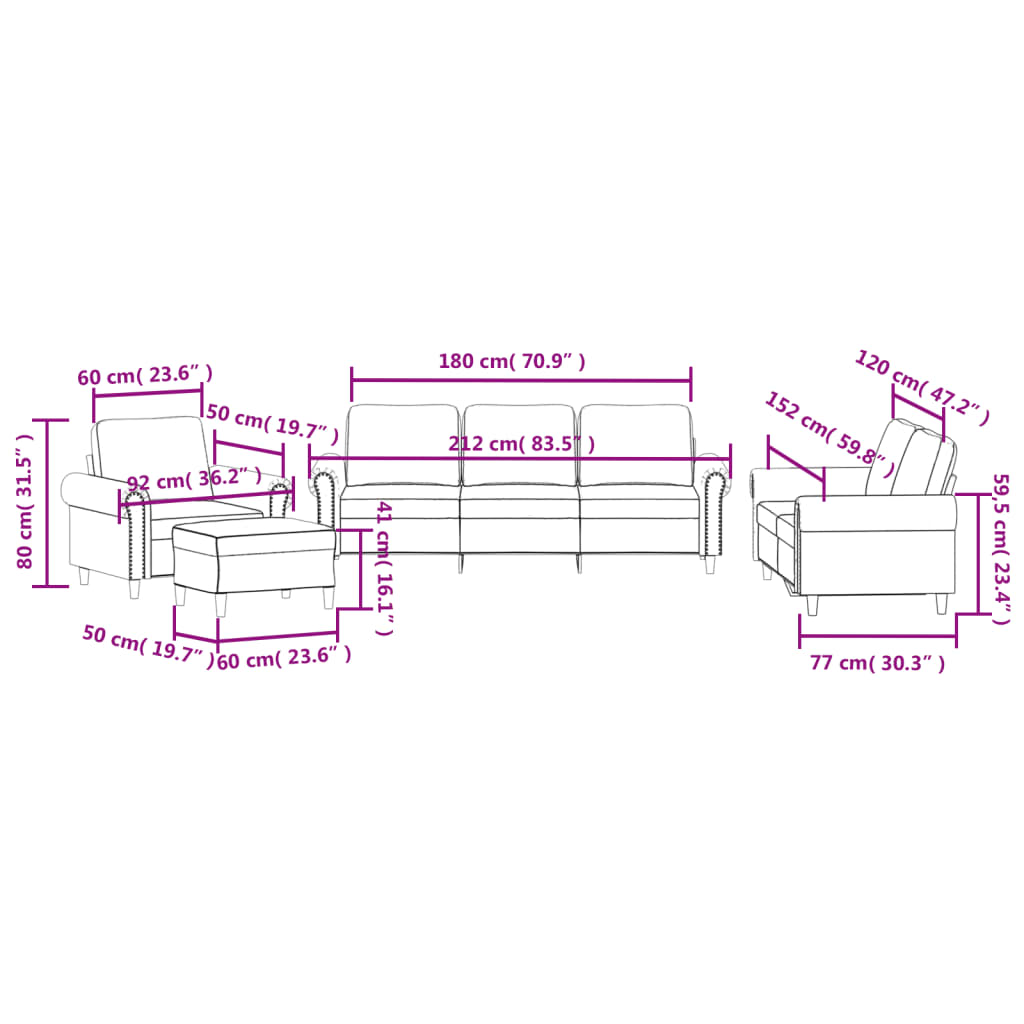 Set di Divani 4 pz con Cuscini Rosso Vino in Velluto 3202184