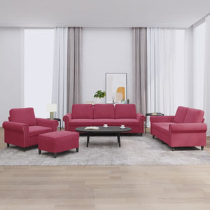 Set di Divani 4 pz con Cuscini Rosso Vino in Velluto 3202184