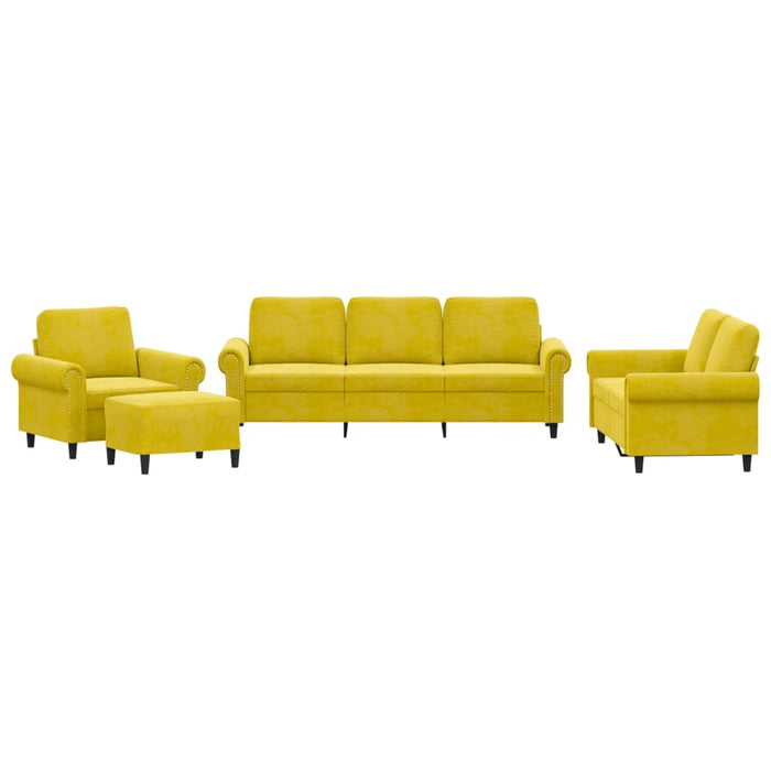 Set di Divani 4 pz con Cuscini giallo in Velluto 3202186