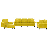 Set di Divani 4 pz con Cuscini Giallo in Velluto 3202206